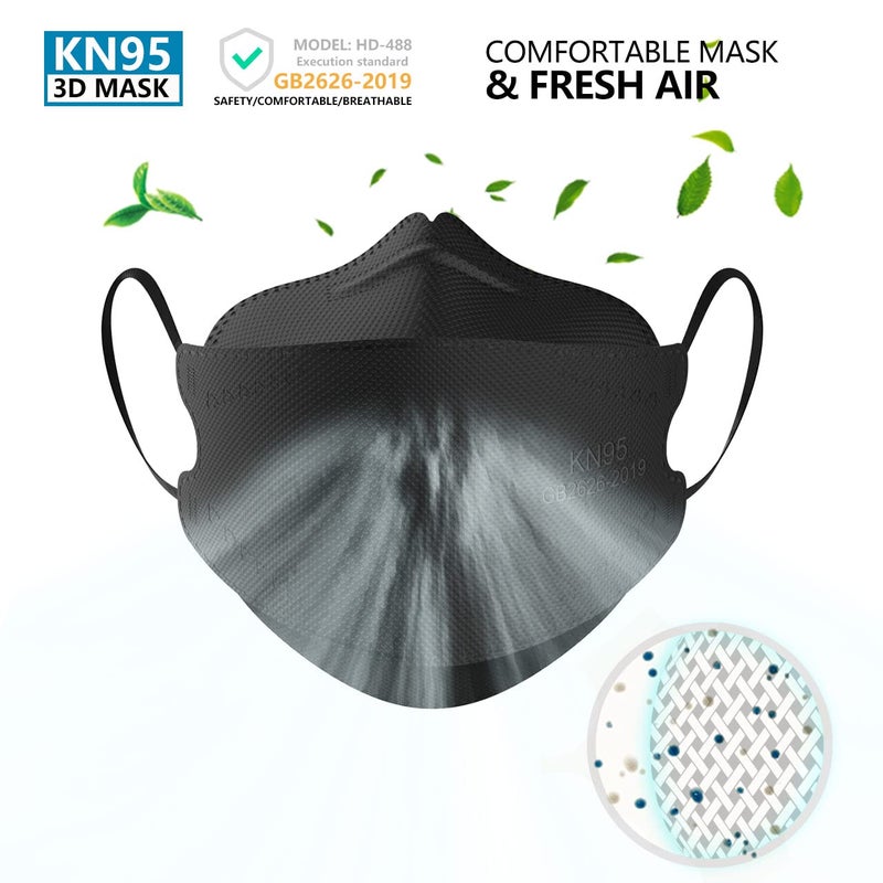 KIMARS KN95 Face Masks 100 Pack, Breathable Comfortable and Disposable KN95 Mask, Black - Image 5